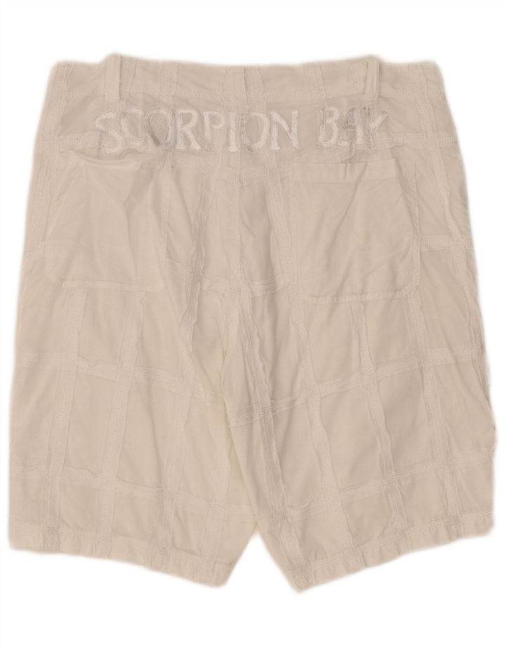 Scorpion Bay Mens Graphic Chino Shorts W33 Medium White Check Cotton