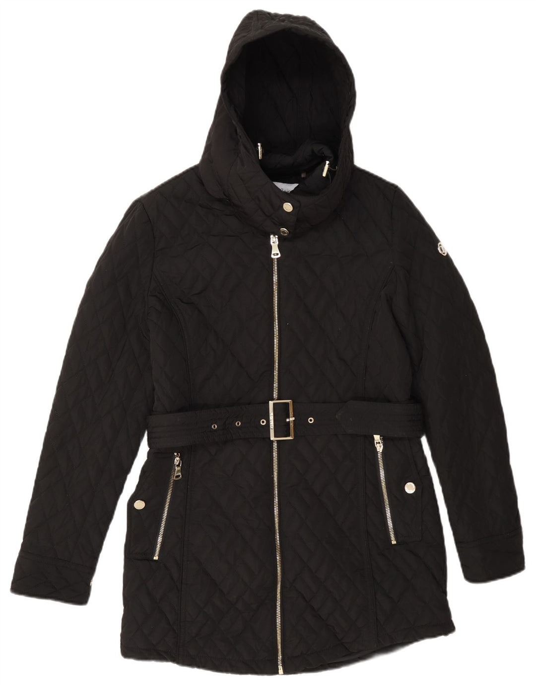 Cappotto trapuntato con cappuccio da donna Calvin Klein UK 10 piccolo poliestere nero