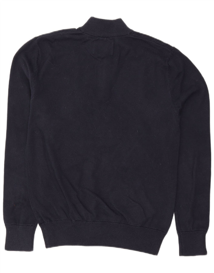 JACK WILLS Mens Zip Neck Jumper Sweater Medium Navy Blue Cotton