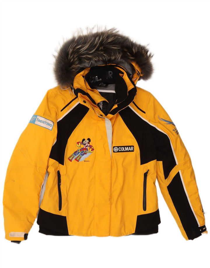 Colmar Womens Hooded Ski Jacket IT 48 XL Yellow Colourblock Nylon