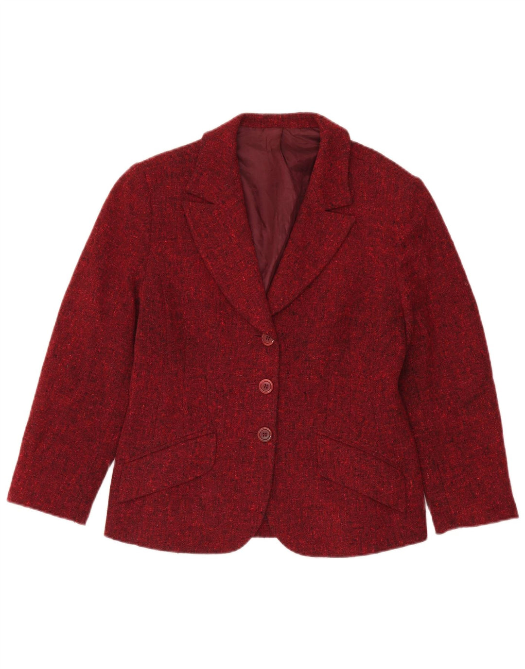 Hobbs Womens 3 Button Blazer Jacket UK 12 Medium Burgundy Flecked Wool