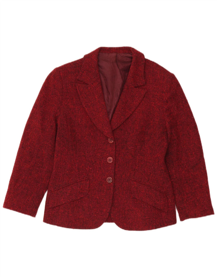 Hobbs Womens 3 Button Blazer Jacket UK 12 Medium Burgundy Flecked Wool