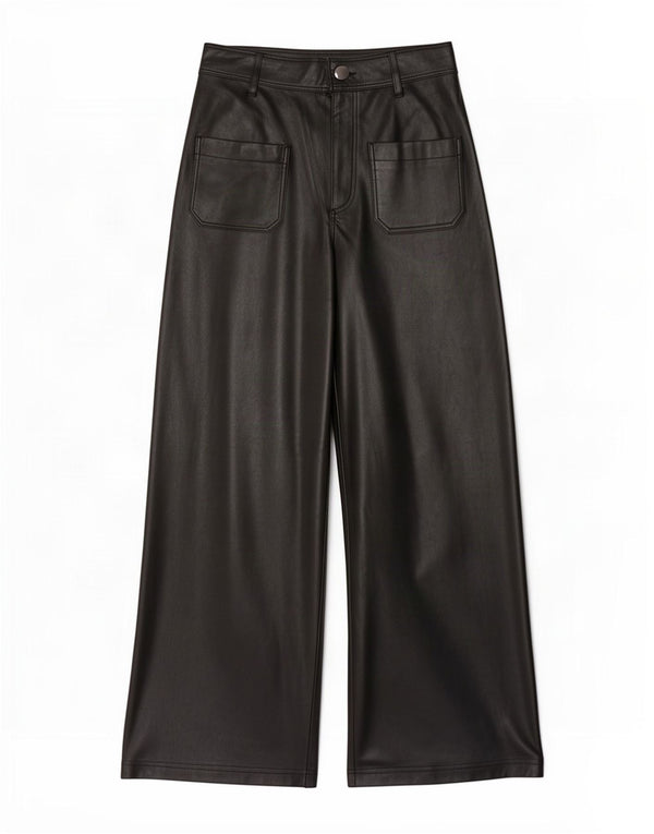 Женские брюки из искусственной кожи Zara с высокой талией EU 36 XS W26 L27, черные