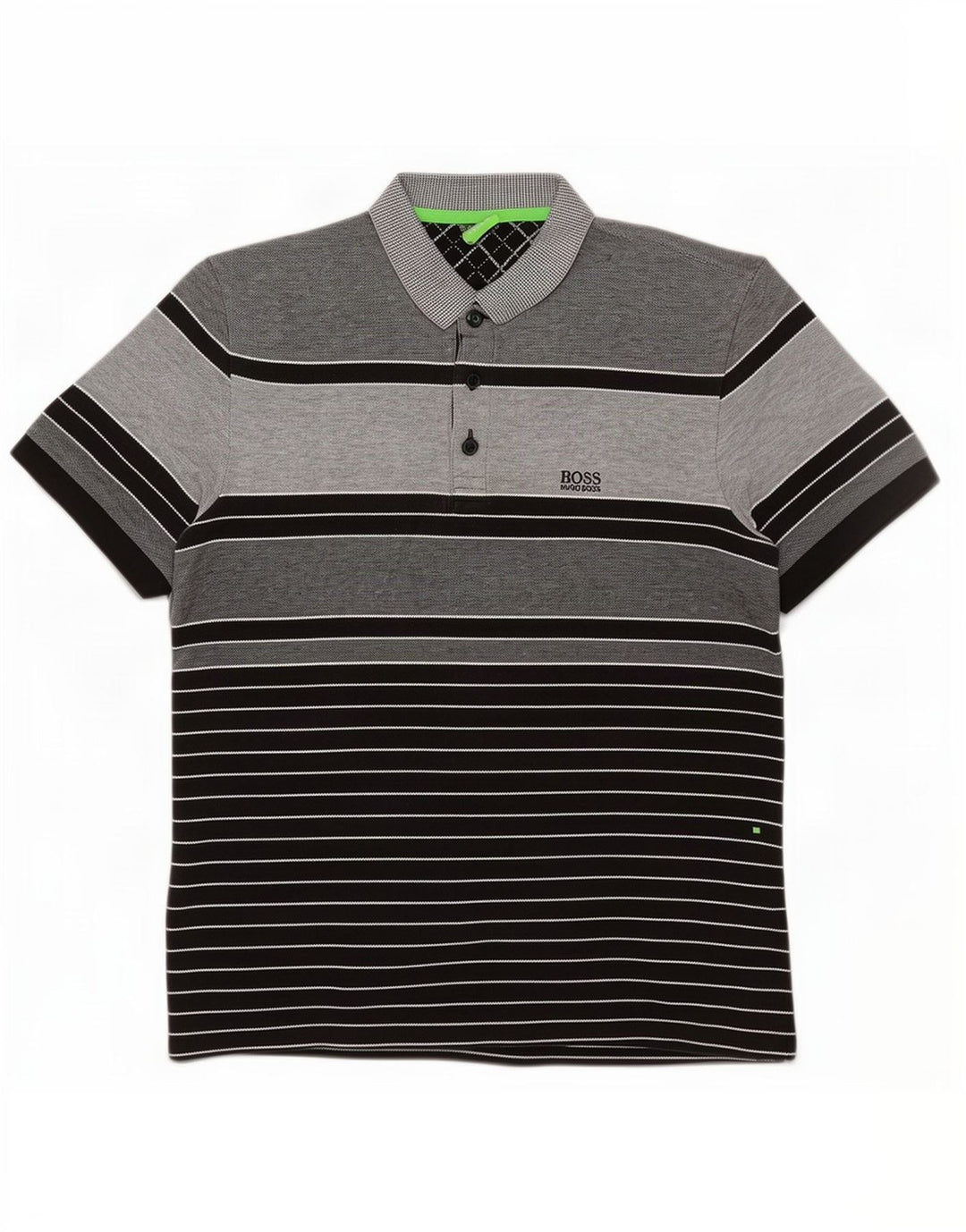Polo da uomo Hugo Boss grande in cotone a righe grigie