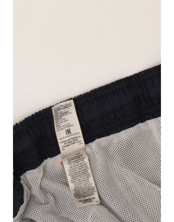 Marks & Spencer Mens Swimming Shorts 2XL  Blue Check Cotton