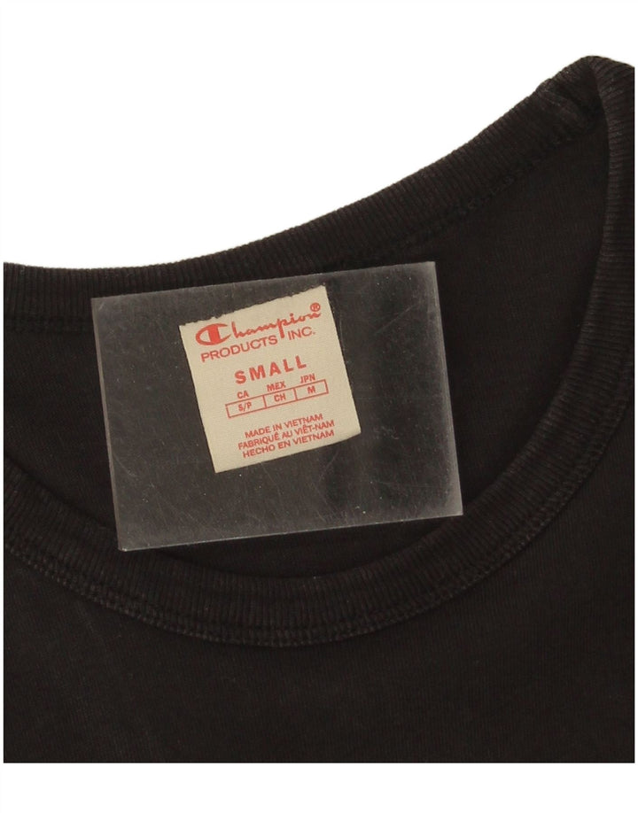 Champion Mens Graphic T-Shirt Top Small Black Cotton