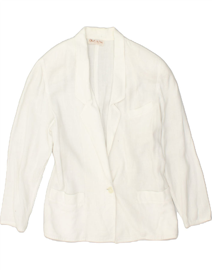 VINTAGE Womens 1 Button Blazer Jacket UK 12 Medium White | Vintage Vintage | Thrift | Second-Hand Vintage | Used Clothing | Messina Hembry 