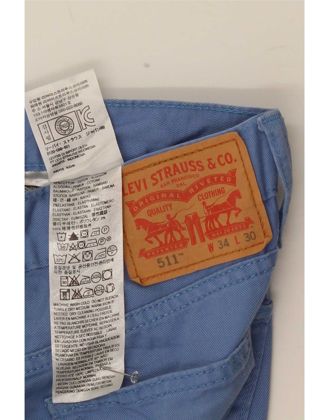 Męskie jeansy Levi's 511 Slim W34 L30 Niebieska bawełna