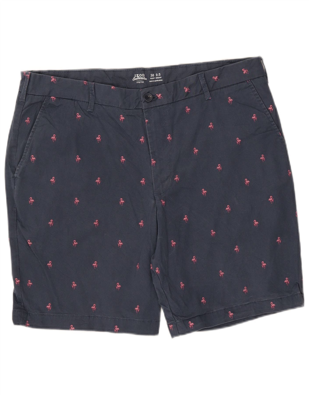 IZOD Mens Salt Water Abstract Pattern Chino Shorts W38 XL  Navy Blue