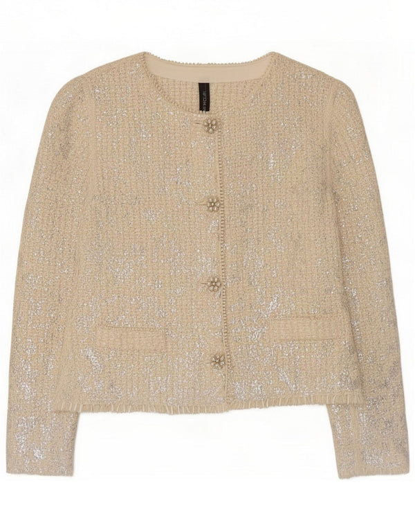 Marc Cain Veste blazer à 4 boutons pour femme Taille 6 XL Acrylique blanc