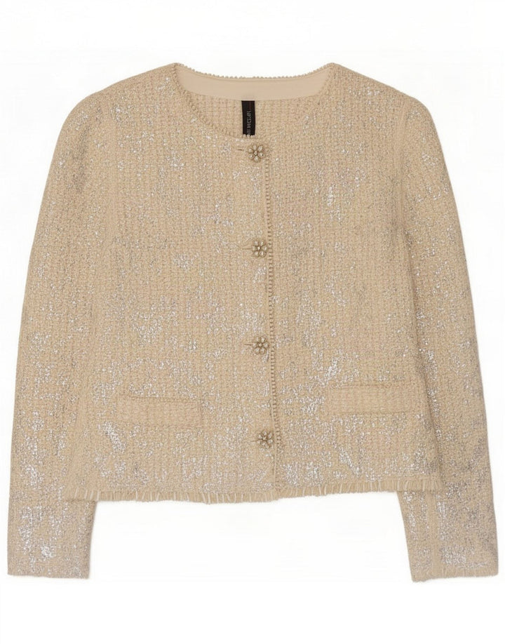 Marc Cain Veste blazer à 4 boutons pour femme Taille 6 XL Acrylique blanc