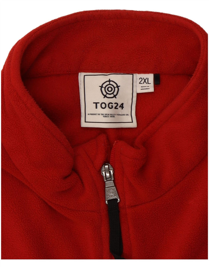 TOG 24 Mens Zip Neck Fleece Jumper 2XL Red Polyester