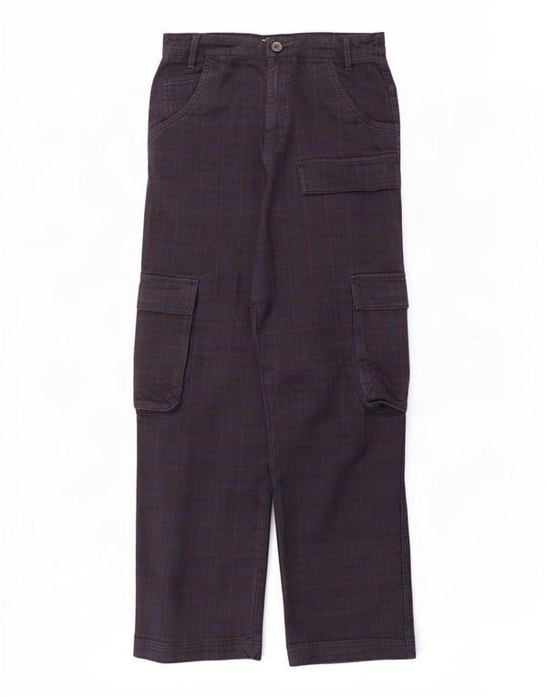 Zara Mujer Pantalón Cargo Recto Mediano W28 L28 Azul Marino Cuadros