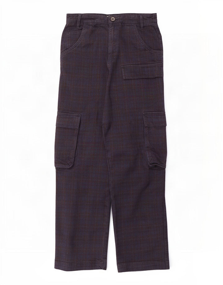 Gerade Cargo-Hose für Damen von Zara, mittelgroß, W28, L28, marineblau kariert