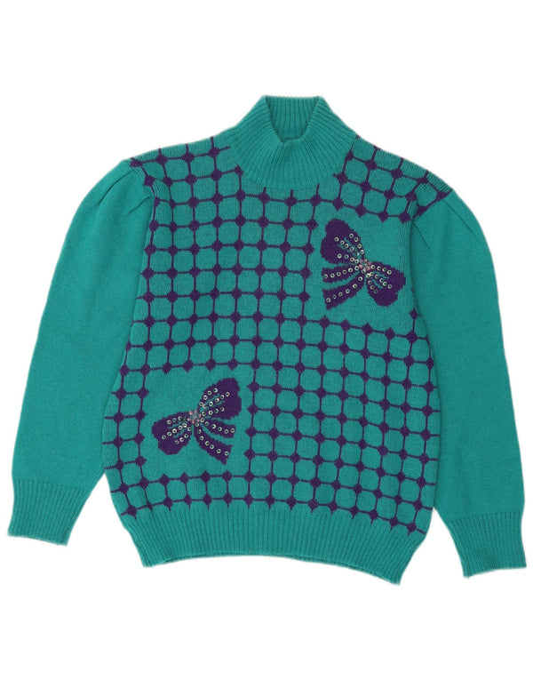 Sara Valentino Dame Turtle Neck Jumper Sweater UK 14 Medium Green