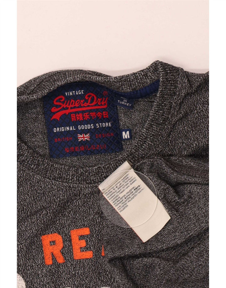 Superdry Mens Graphic T-Shirt Top Medium Grey Flecked Cotton