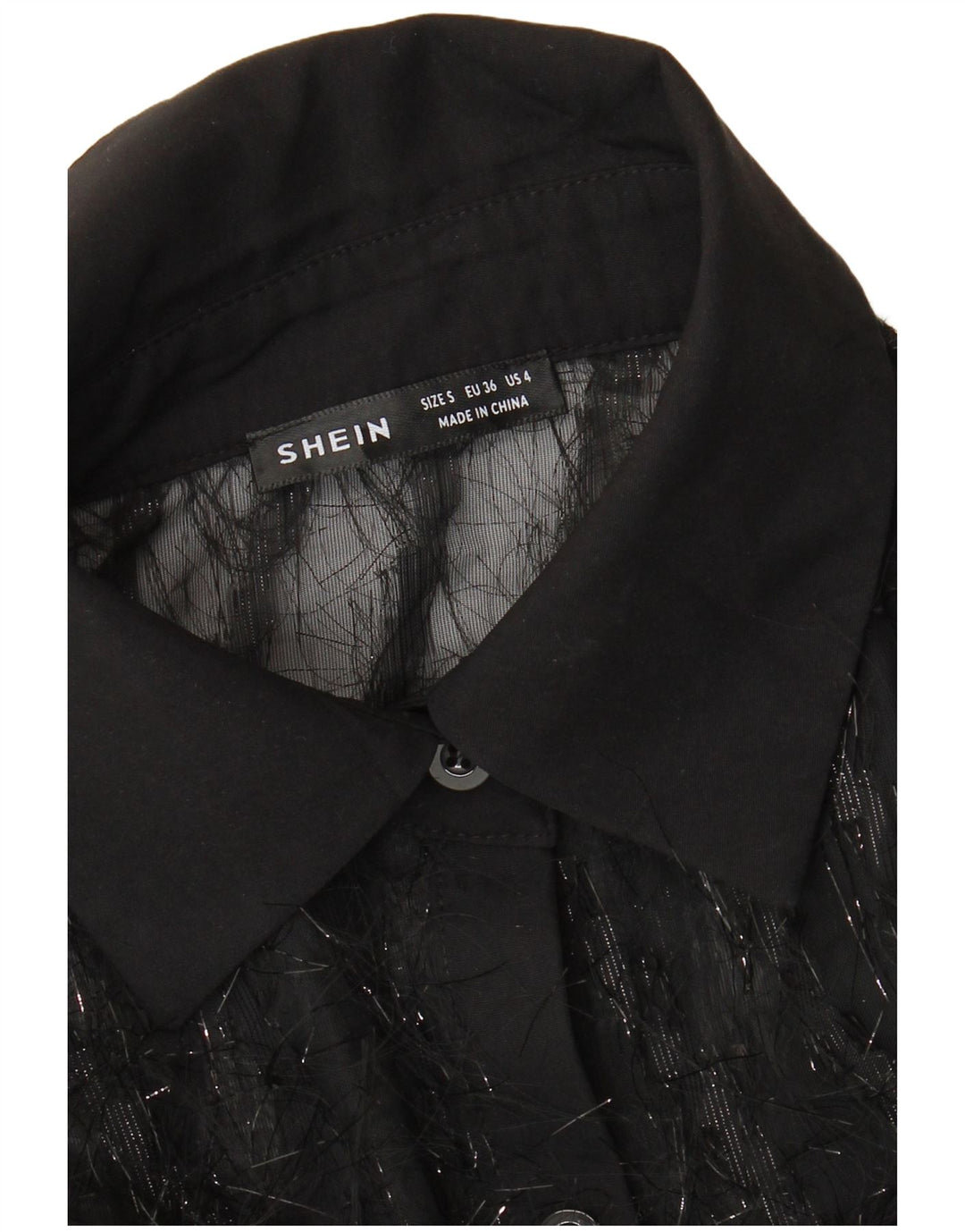 Camicetta oversize trasparente da donna di Shein UK 10 piccola nera