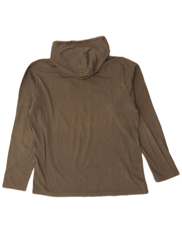 Champion Graphic Hoodie Jumper UK 14 Medium Khaki Bomuld