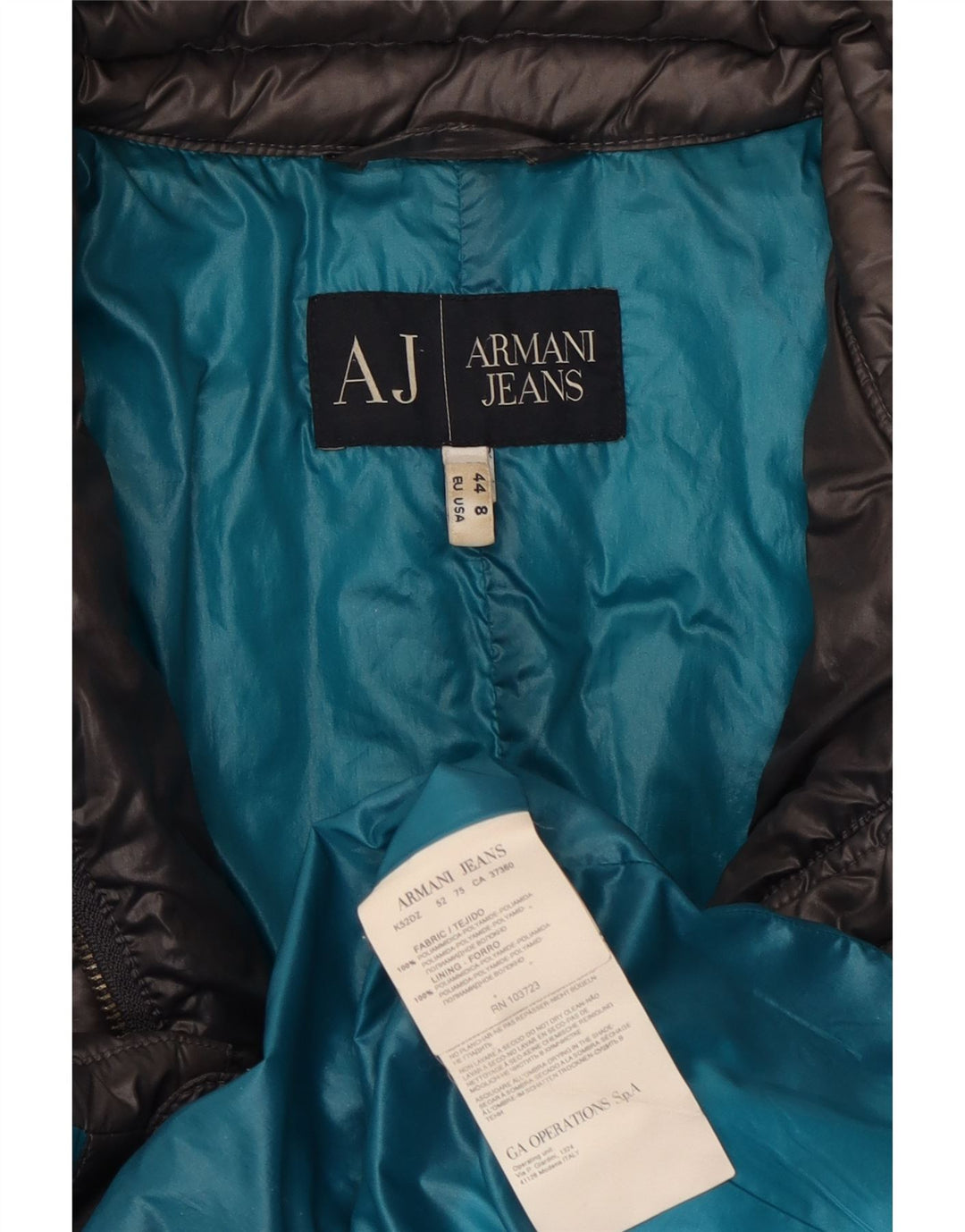 Cappotto imbottito da donna Armani Jeans US 8 in poliammide grigio medio