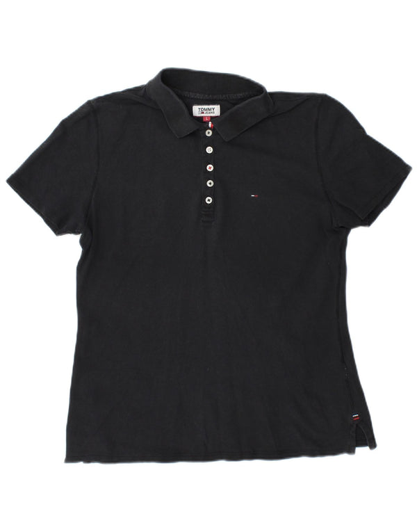 Tommy Hilfiger Womens Polo Shirt UK 16 Large Grey Cotton