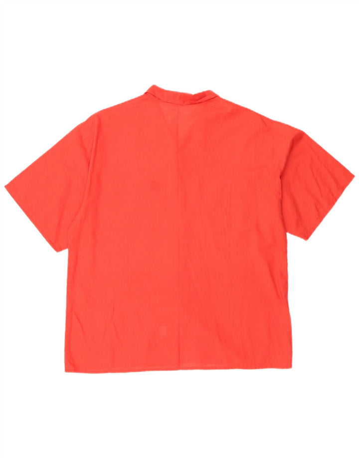 Vintage Womens Short Sleeve Shirt IT 46 Large Red Cotton