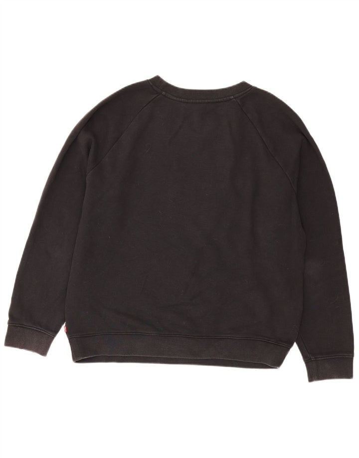 Levi's Dame Grafisk Sweatshirt Jumper UK 16 Stor sort bomuld