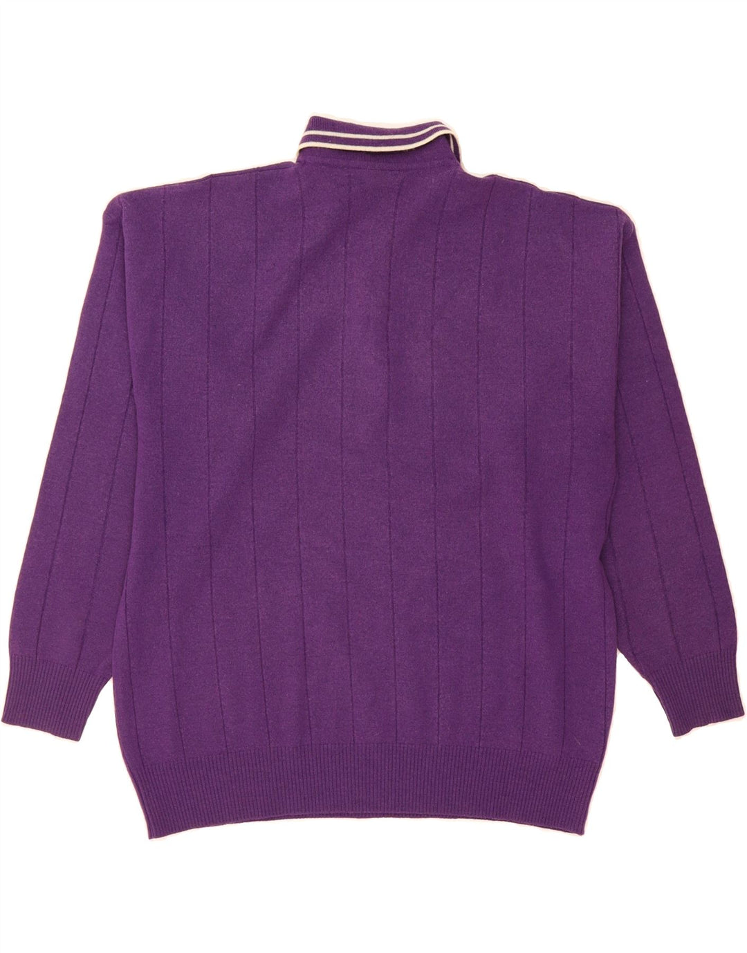 NORTH POLE Mens Polo Neck Jumper Sweater XL Purple Striped Wool Vintage North Pole and Second-Hand North Pole from Messina Hembry 