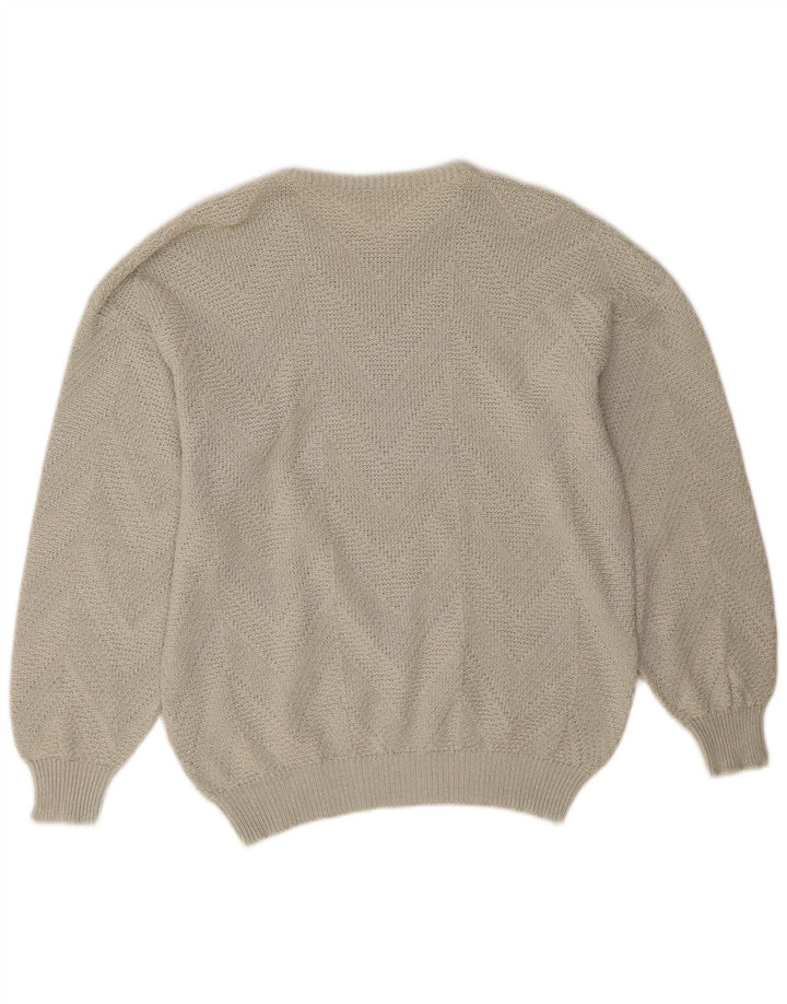 Maglione maglione girocollo vintage da uomo grande grigio