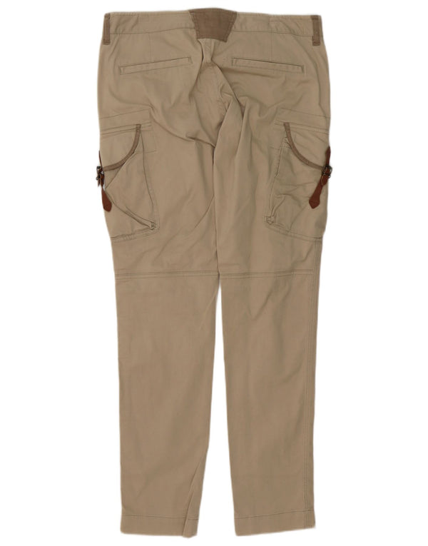 Massimo Dutti Womens Slim Cargo Trousers W30 L32 Beige Cotton