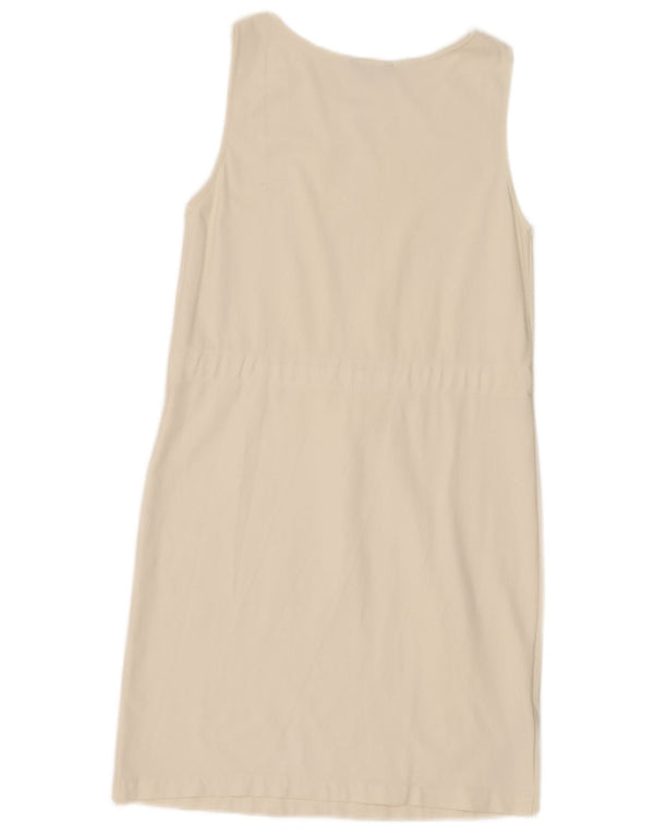 Massimo Dutti Robe droite sans manches pour femme UK 12 Polyester blanc moyen