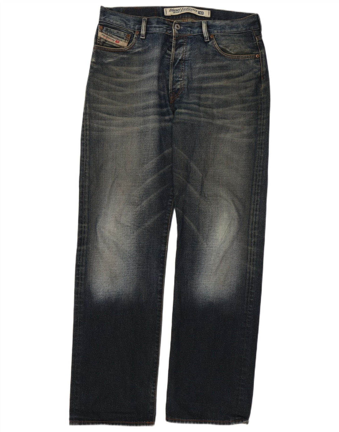 Diesel Mens Straight Jeans W34 L34 Navy Blue Cotton