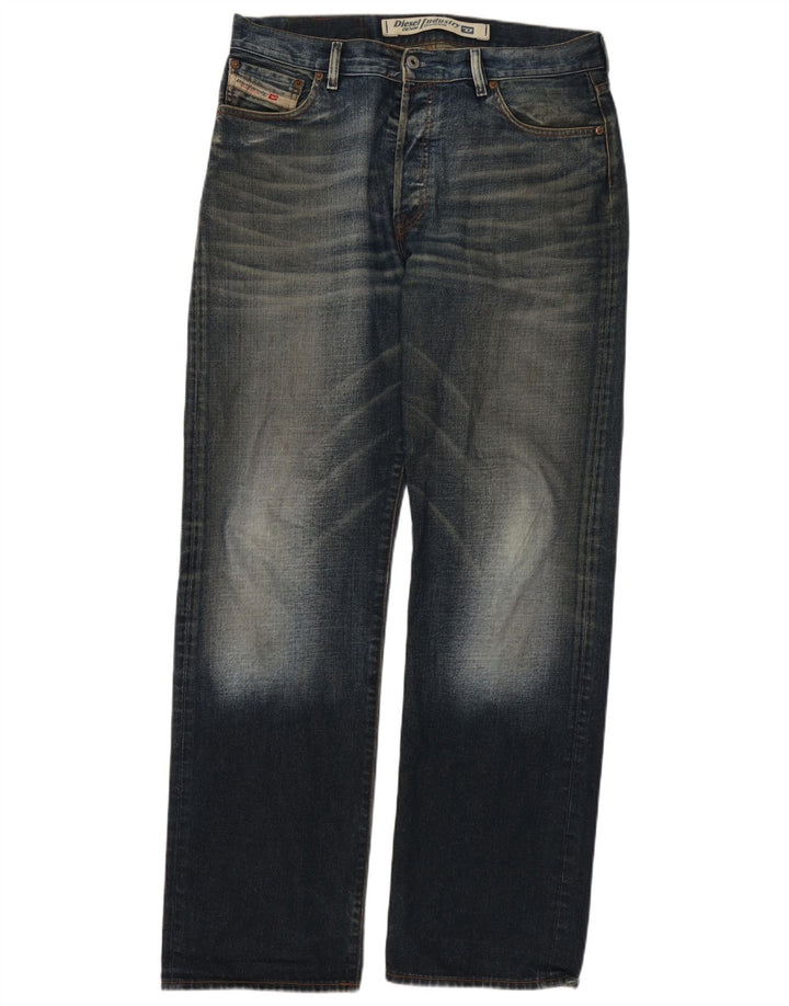Diesel Mens Straight Jeans W34 L34 Navy Blue Cotton