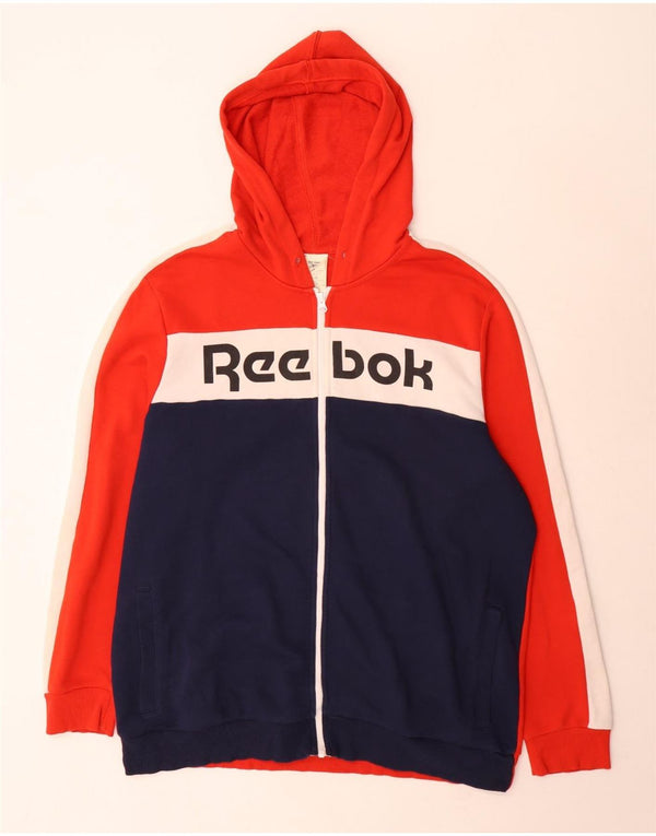 Reebok Pull à capuche Graphic Zip Homme Rouge Colorblock Cotton