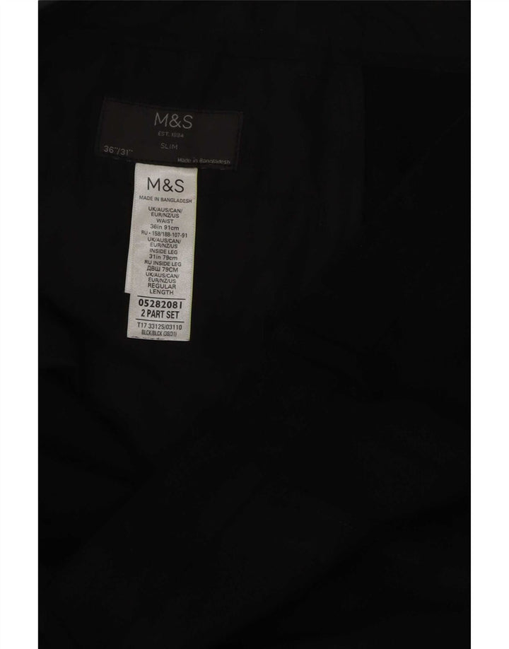 Marks & Spencer Mens Slim Chino Trousers W36 L31 Black Polyester