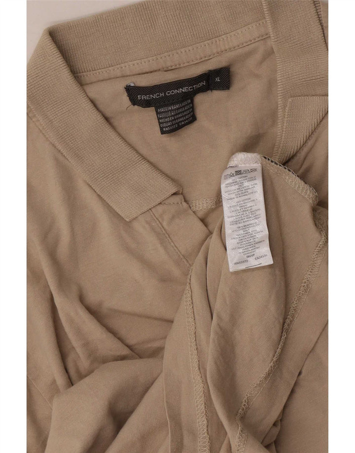 French Connection Mens Polo Shirt XL Beige Cotton