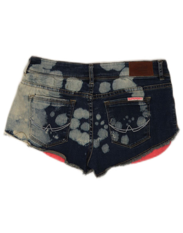 Superdry Womens Acid Wash Denim Hot Pants W26 Small Blue Tie Dye Bomuld