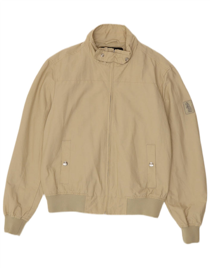 Jaqueta bomber masculina Refrigue UK 40 grande algodão bege