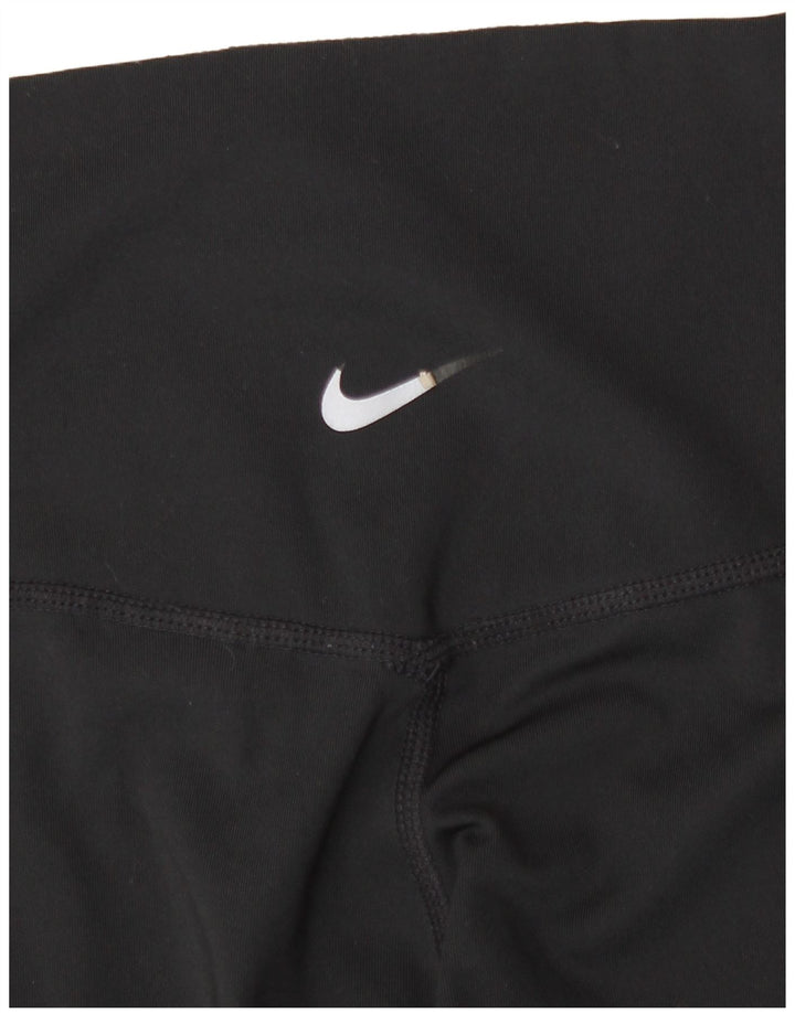 Nike Womens Dri Fit Graphic Leggings UK 12 Medium Black Polyester