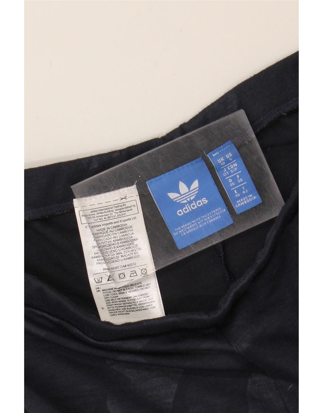 ADIDAS Womens Leggings UK 10 Small Navy Blue Camouflage Polyester Vintage Adidas and Second-Hand Adidas from Messina Hembry 