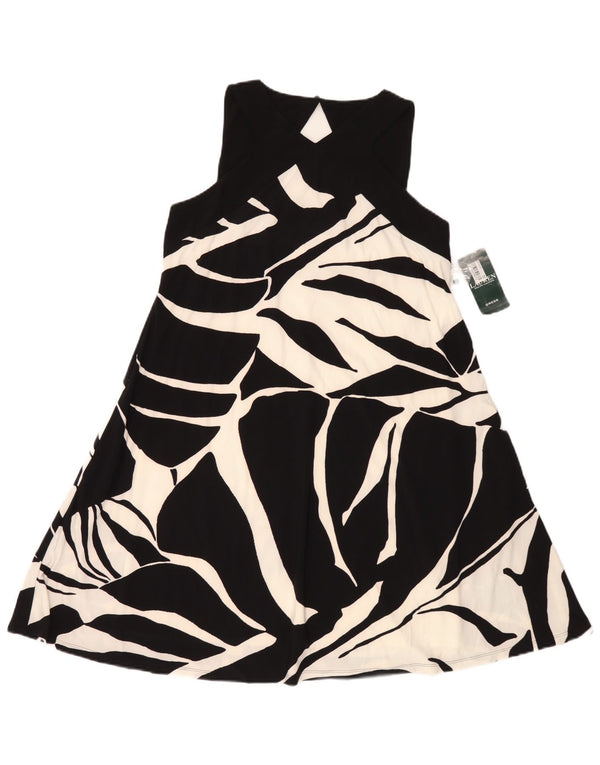 Ralph Lauren Womens Abstract Pattern A-Line Dress US 8 Medium Black