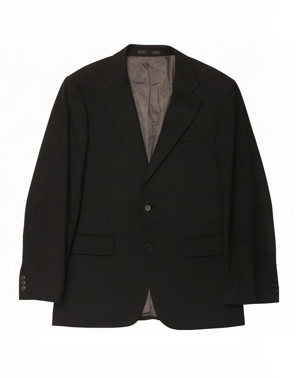 Jaqueta blazer masculina de 2 botões Marks & Spencer Reino Unido 38 médio preto lã nova