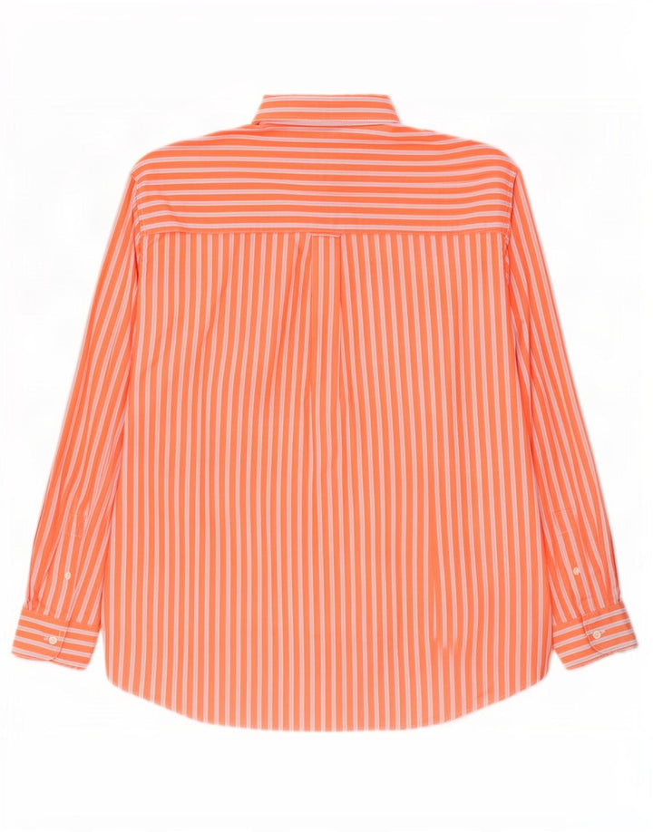 Chaps Mens Shirt 2XL Orange Striped Cotton