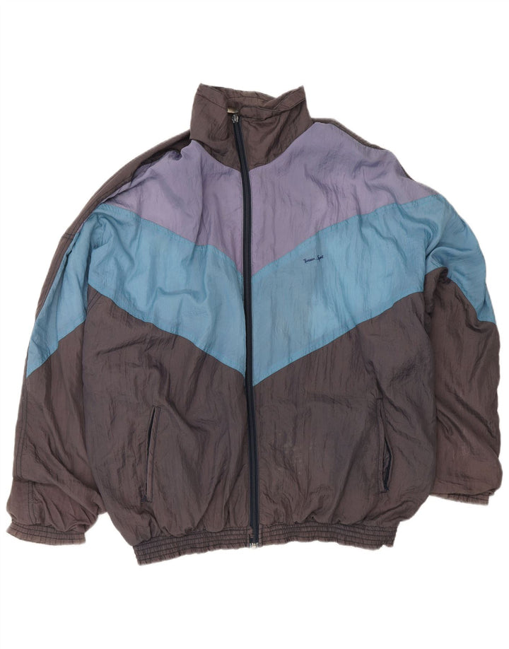 VINTAGE Veste de survêtement pour homme XL Gris Colorblock