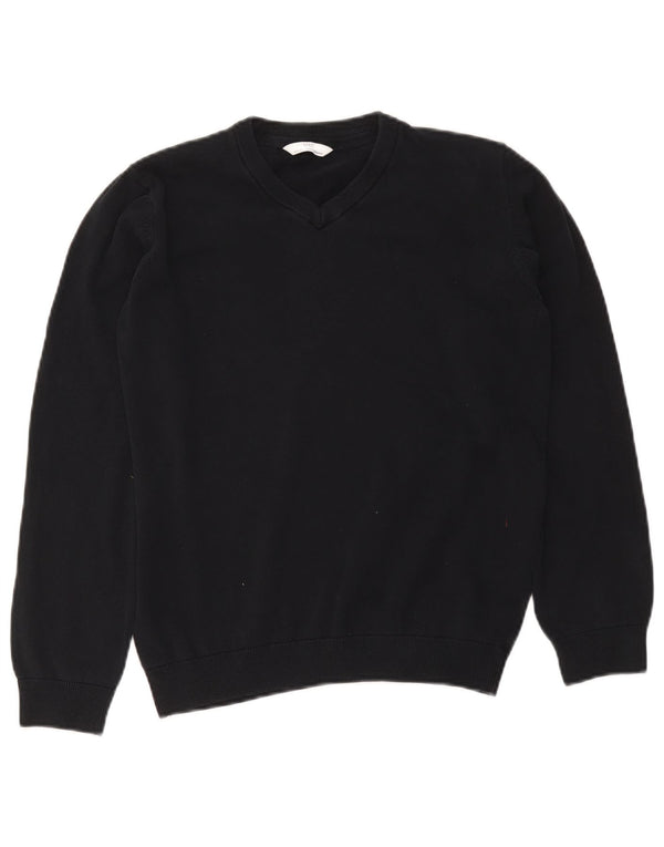 Maglione Marks & Spencer da bambino con scollo a V 14-15 anni in cotone blu navy