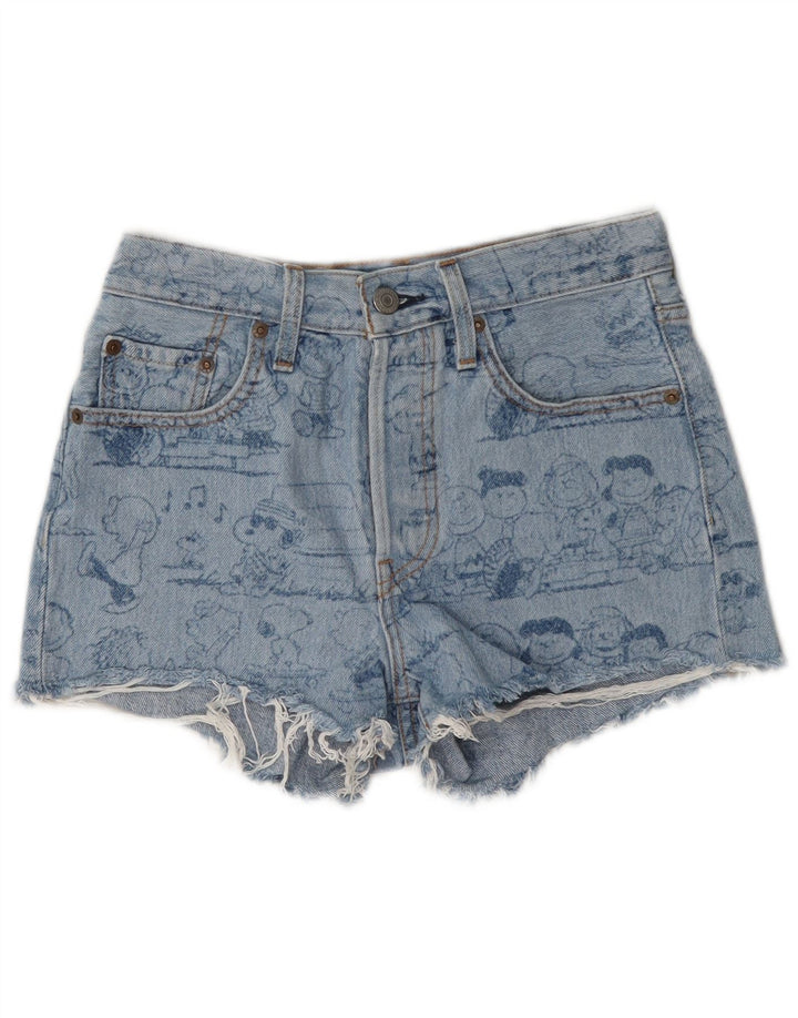 Levi's Womens Peanuts Graphic Denim Shorts W24 XS Blue Cotton