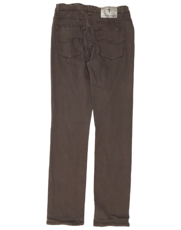 Trussardi Jeans Womens Straight Casual Trousers W27 L31 Brown Lyocell