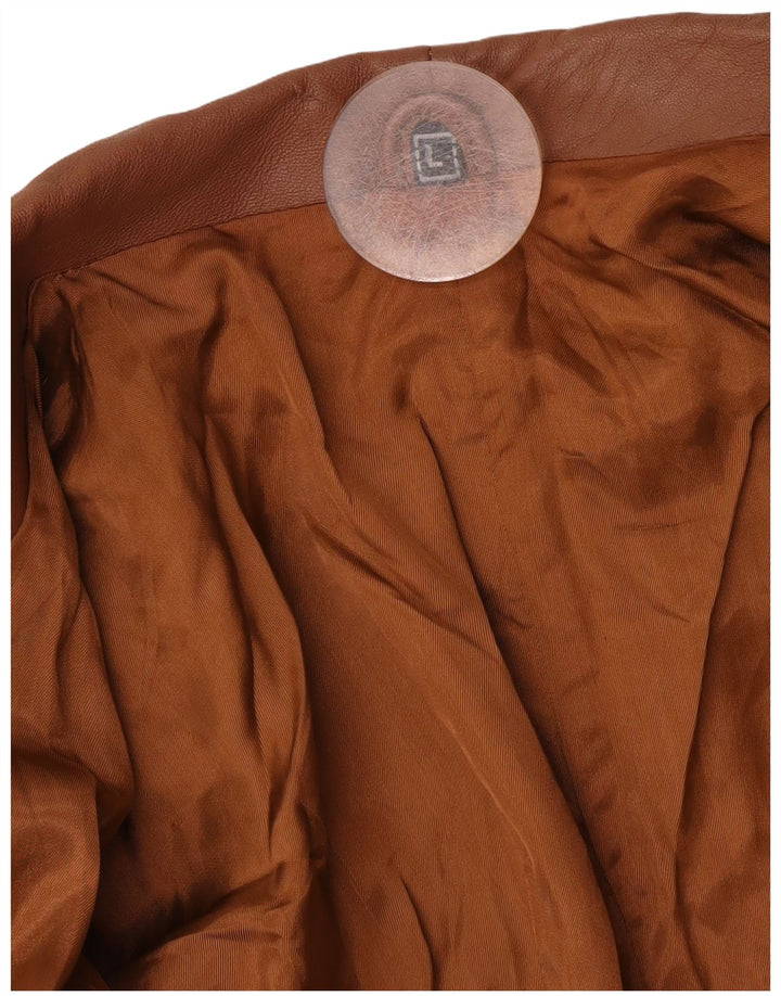 Vintage Γυναικείο Δερμάτινο Μπουφάν με 1 Κουμπί UK 16 Large Brown