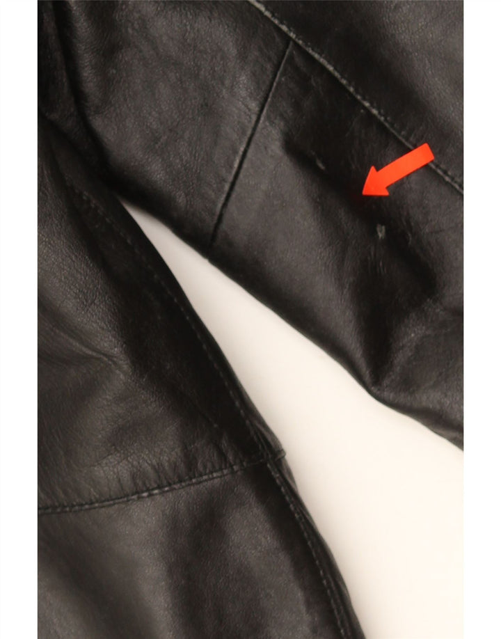 Vintage Womens Leather Jacket IT 44 Medium Black Leather