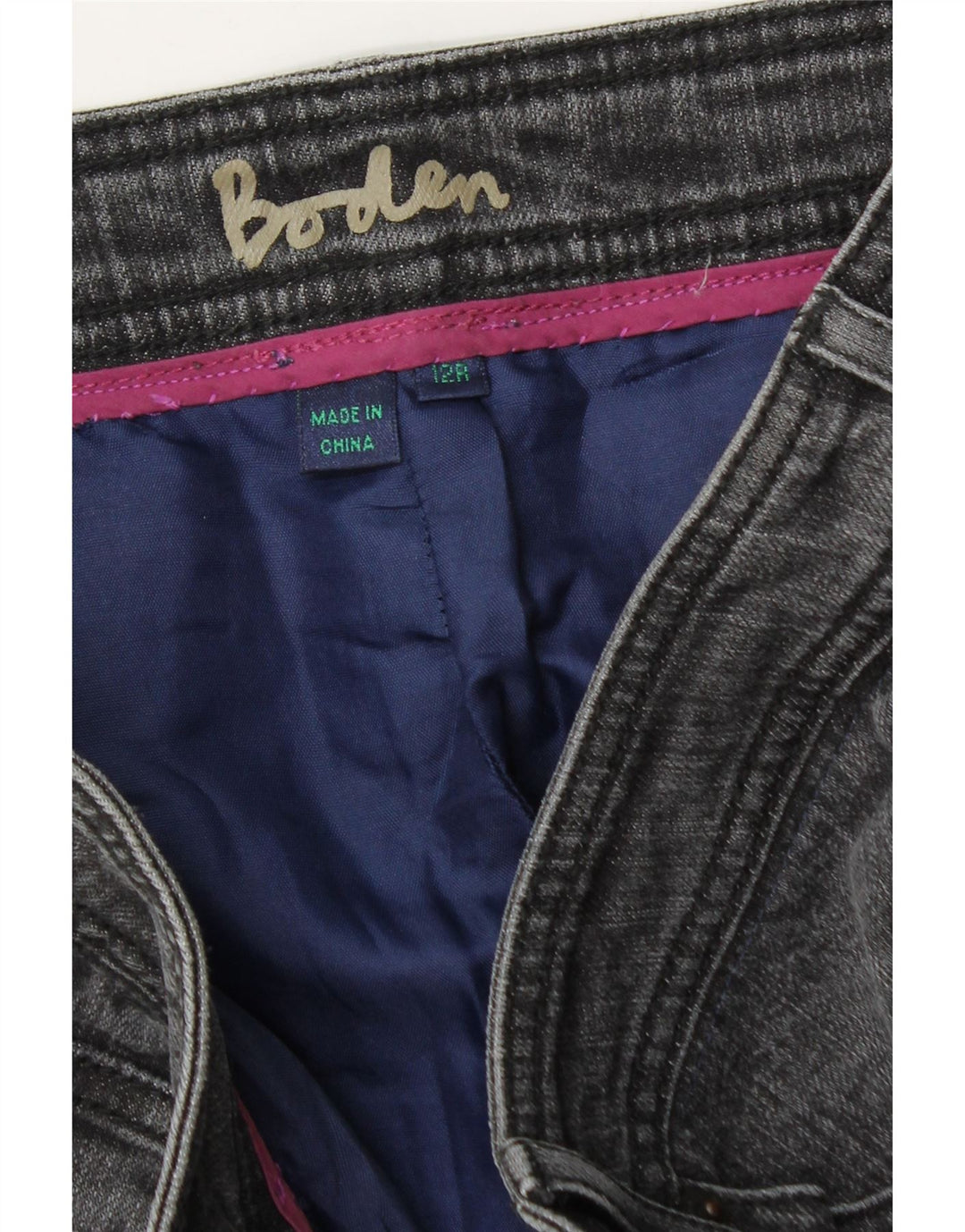 Gonna in denim da donna BODEN UK 12 media W30 grigia