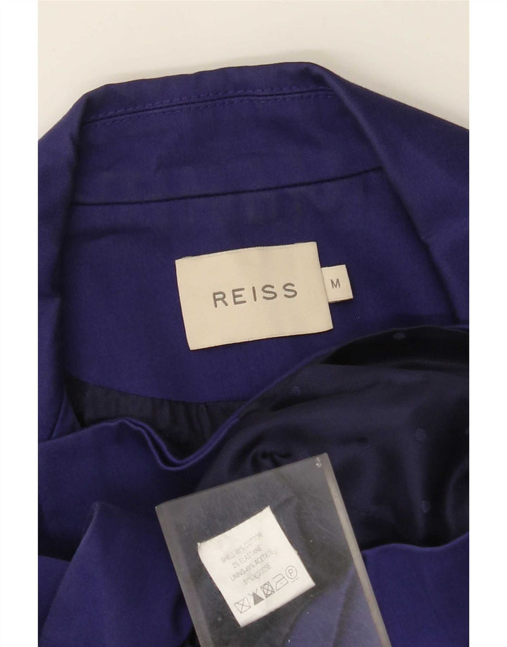 Reiss Womens Crop Double Breasted Blazer Jacket UK 12 Medium Navy Blue